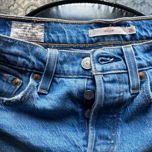 Levi's Blue Straight skinny premium Denim Jeans with Light distressing